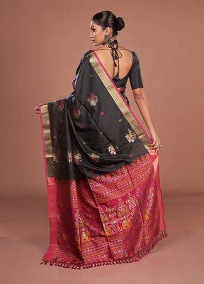 Black Dupion Silk Saree With Blouse Piece