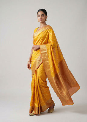 Yellow Kanjivaram Silk Saree With Blouse Piece