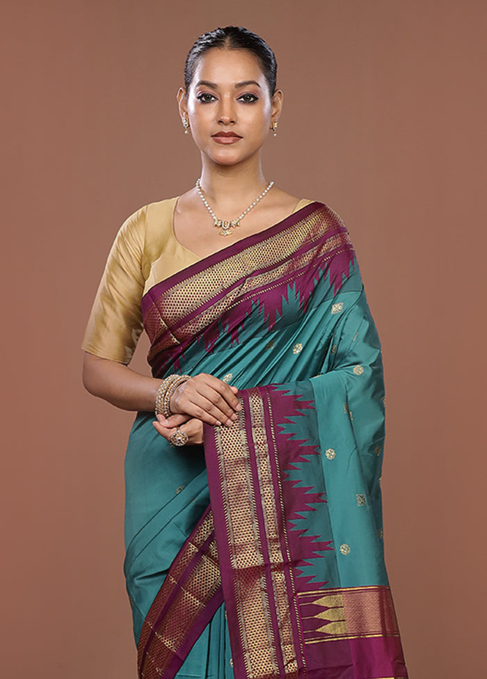 Green Kanjivaram Silk Saree With Blouse Piece