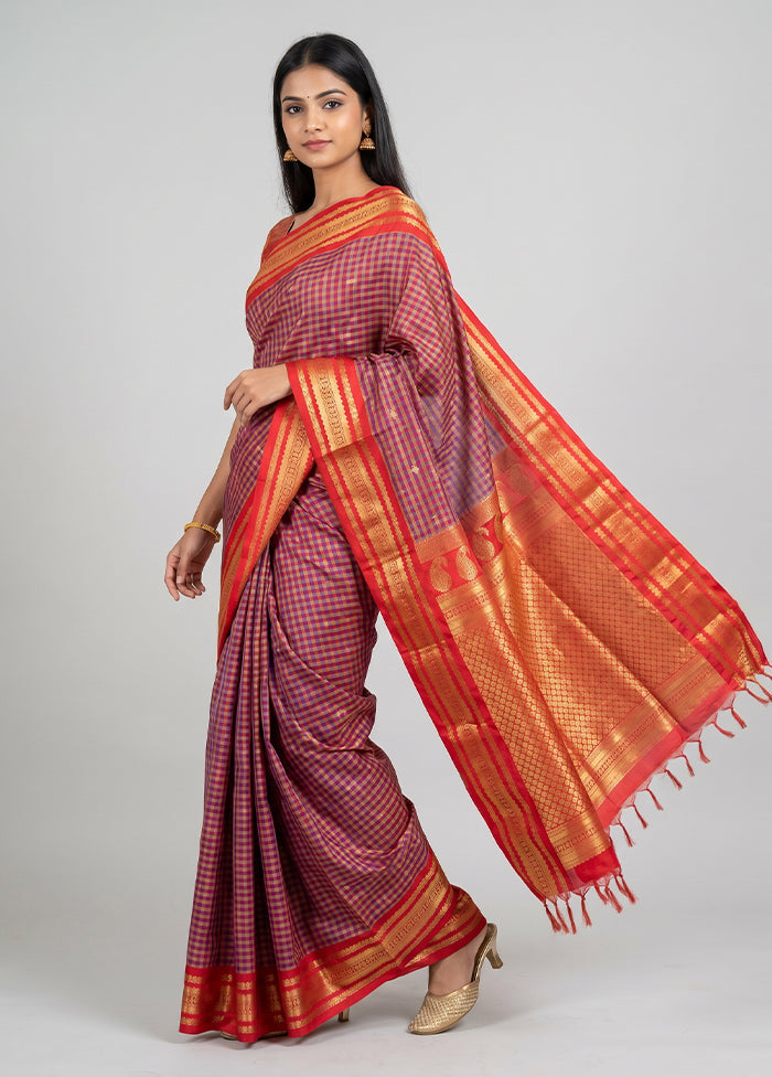 Multicolor Kanjivaram Silk Saree With Blouse Piece