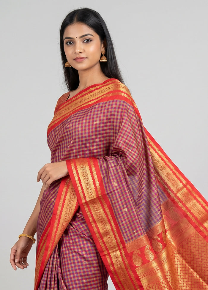 Multicolor Kanjivaram Silk Saree With Blouse Piece
