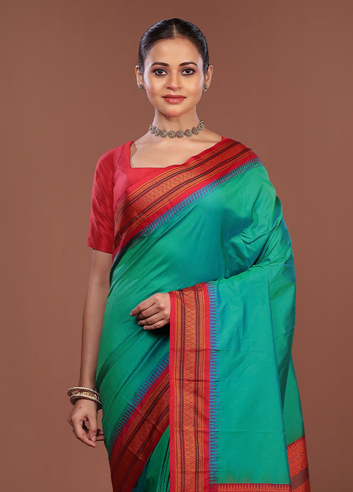 Green Kanjivaram Silk Saree With Blouse Piece
