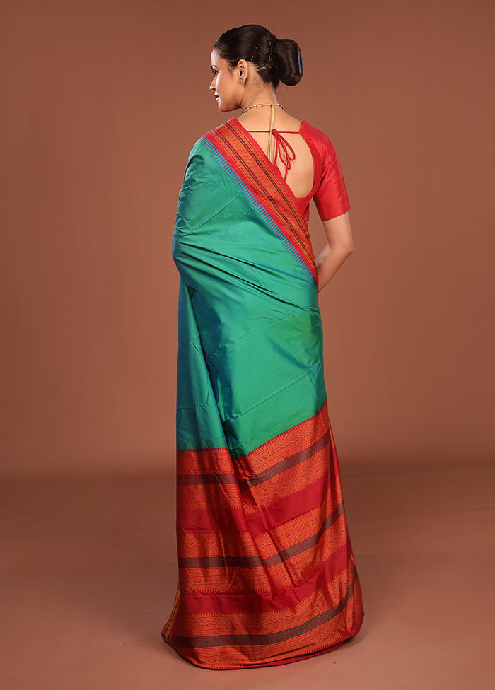 Green Kanjivaram Silk Saree With Blouse Piece