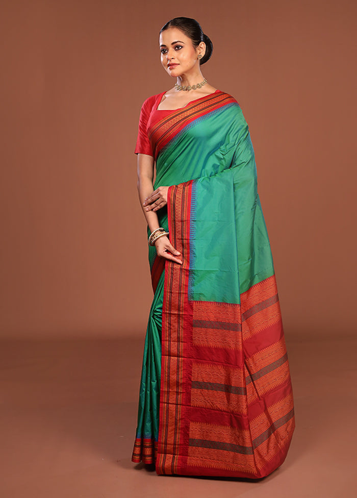 Green Kanjivaram Silk Saree With Blouse Piece