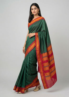 Green Kanjivaram Silk Saree With Blouse Piece