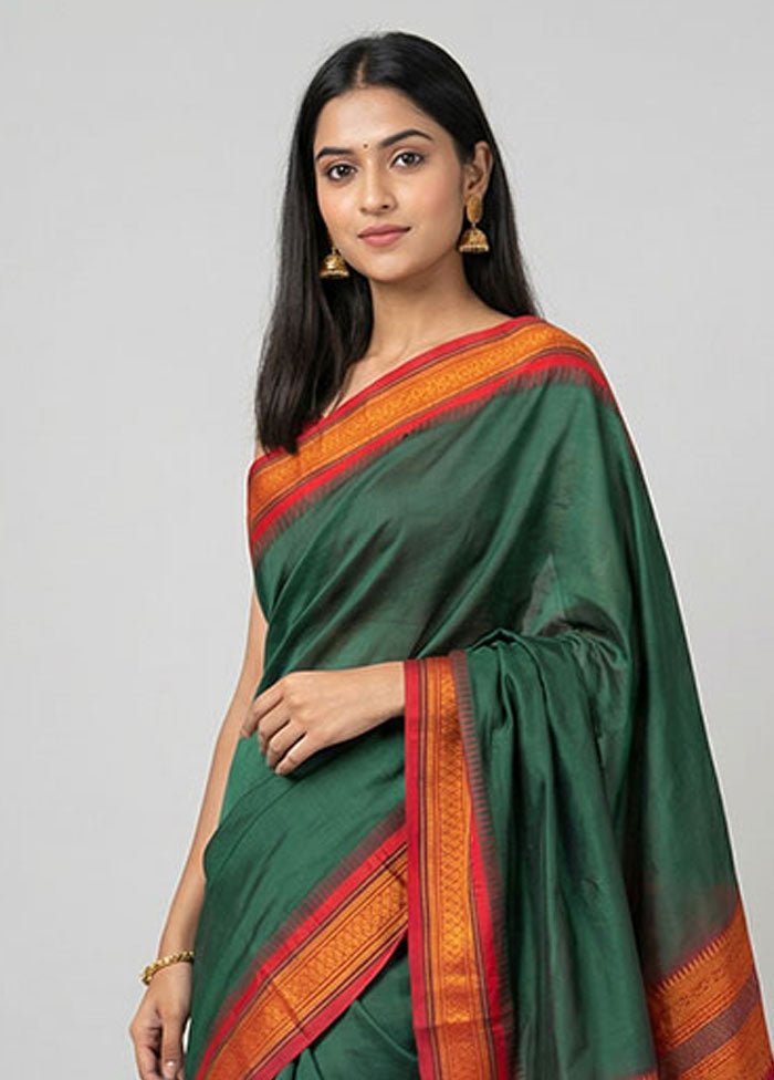 Green Kanjivaram Silk Saree With Blouse Piece
