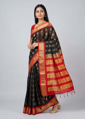 Black Kanjivaram Silk Saree With Blouse Piece