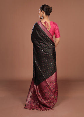 Black Dupion Silk Saree With Blouse Piece