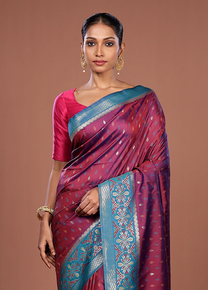 Purple Dupion Silk Saree With Blouse Piece