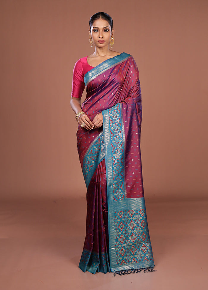 Purple Dupion Silk Saree With Blouse Piece