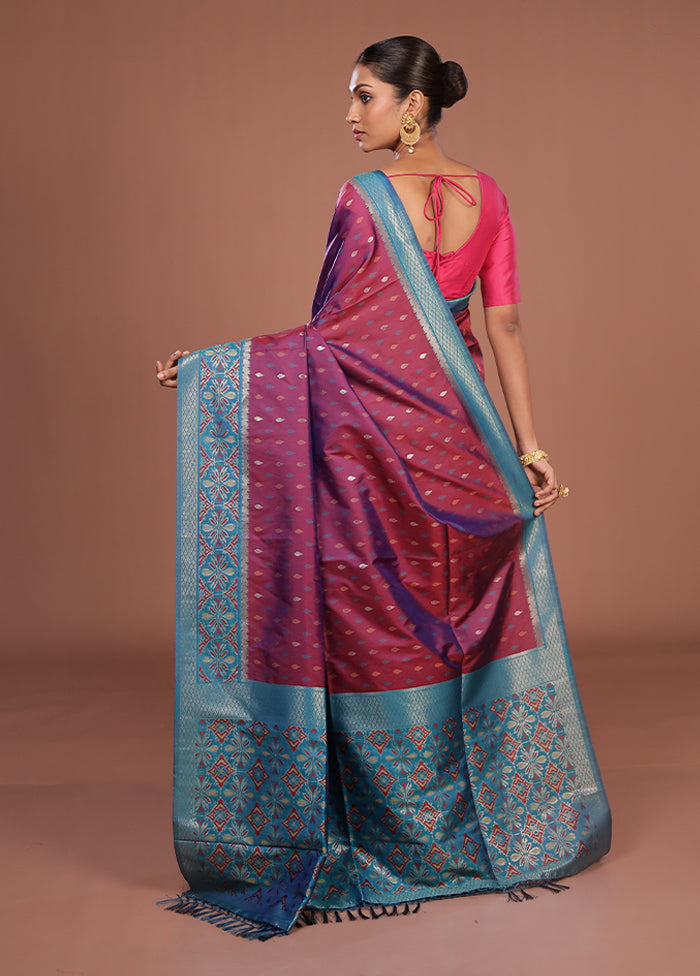 Purple Dupion Silk Saree With Blouse Piece