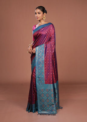 Purple Dupion Silk Saree With Blouse Piece