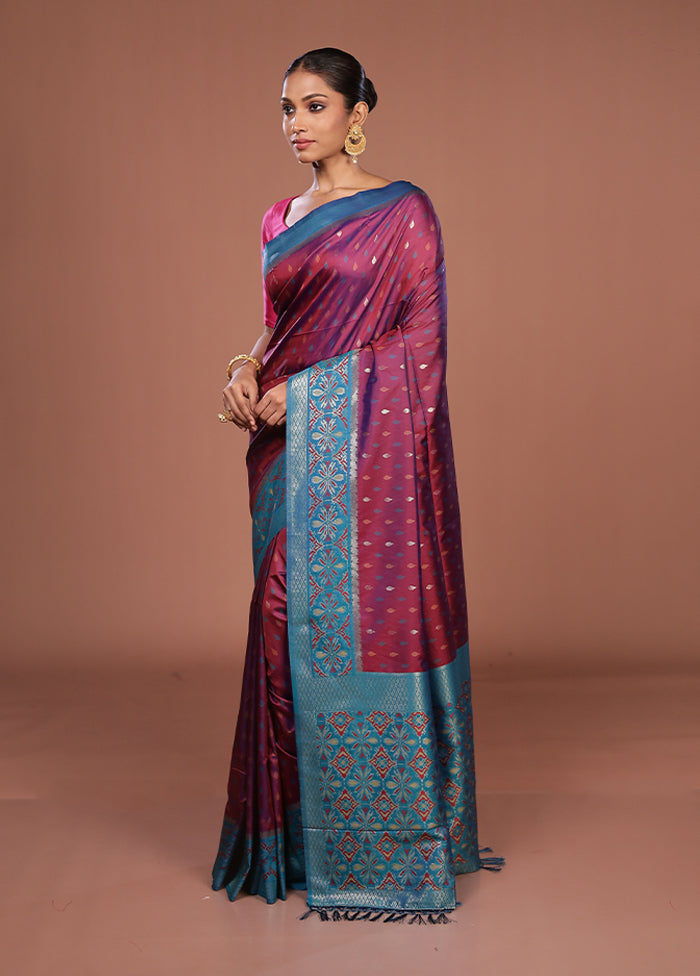 Purple Dupion Silk Saree With Blouse Piece
