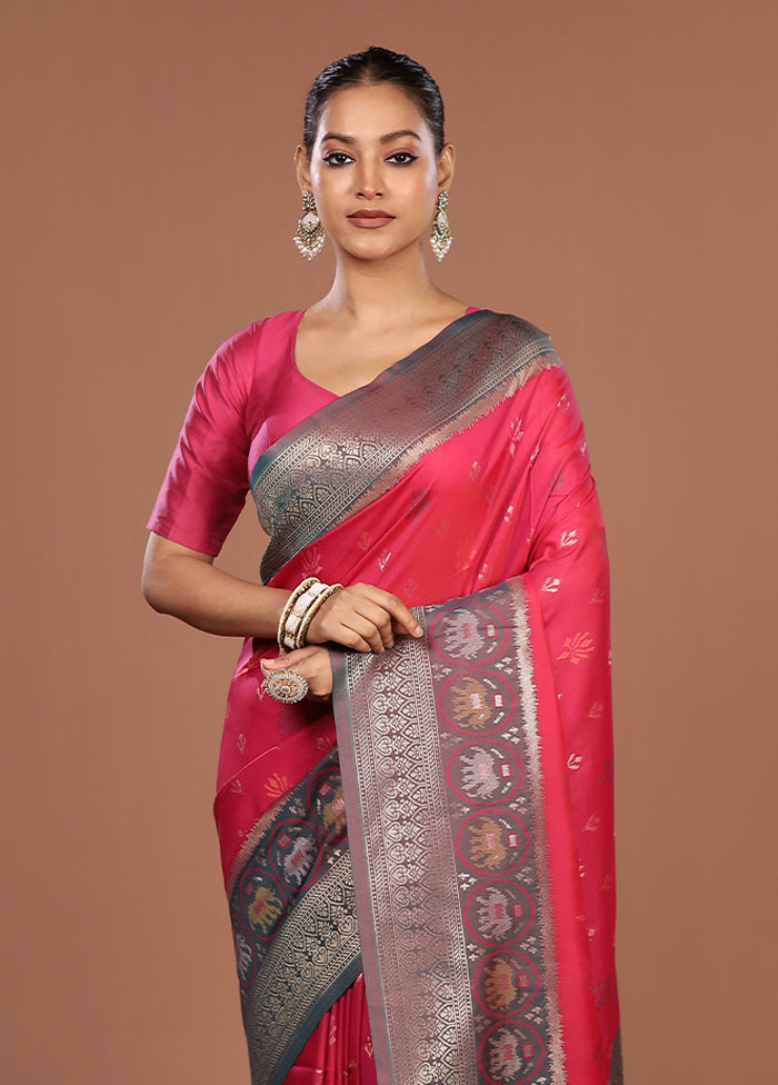 Pink Dupion Silk Saree With Blouse Piece