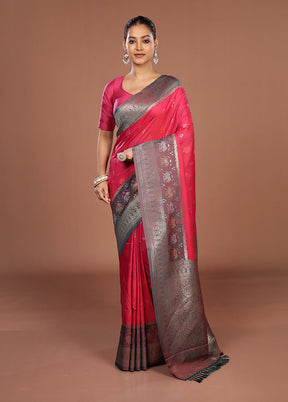 Pink Dupion Silk Saree With Blouse Piece