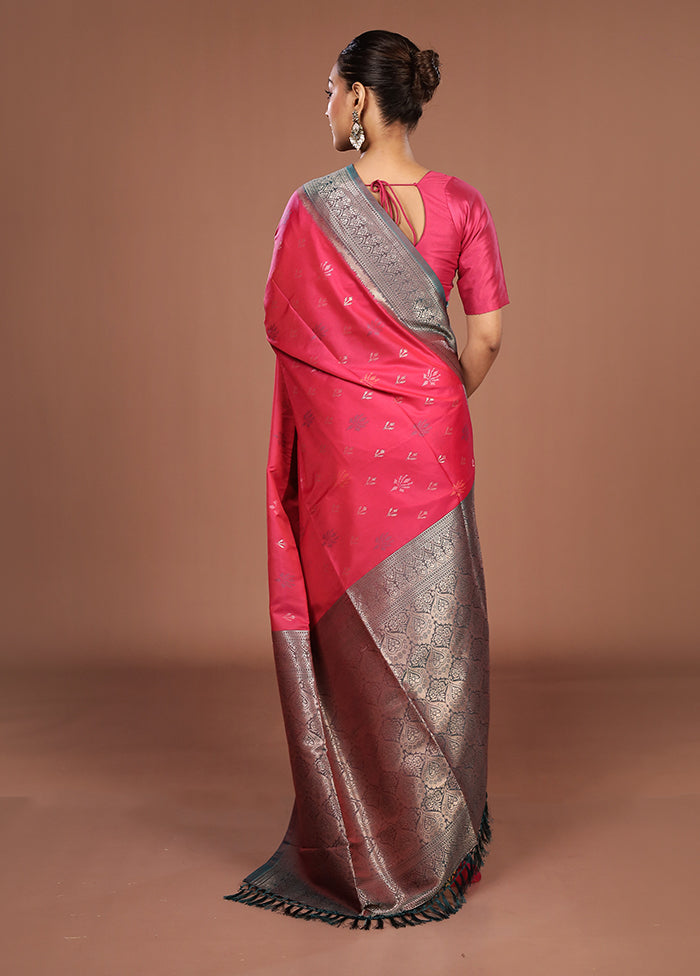 Pink Dupion Silk Saree With Blouse Piece