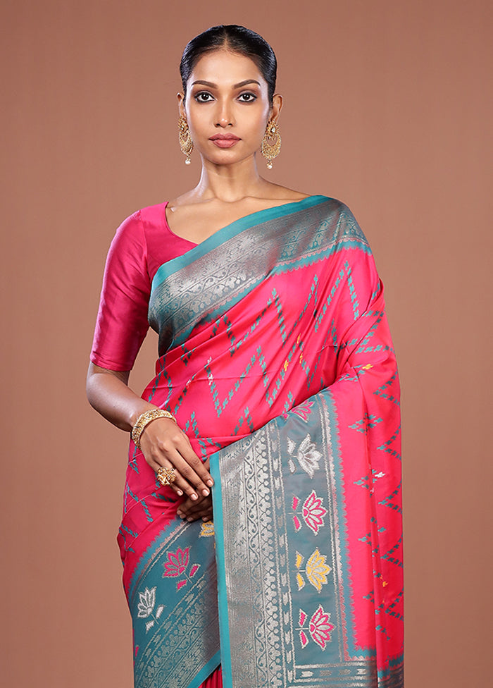 Pink Dupion Silk Saree With Blouse Piece