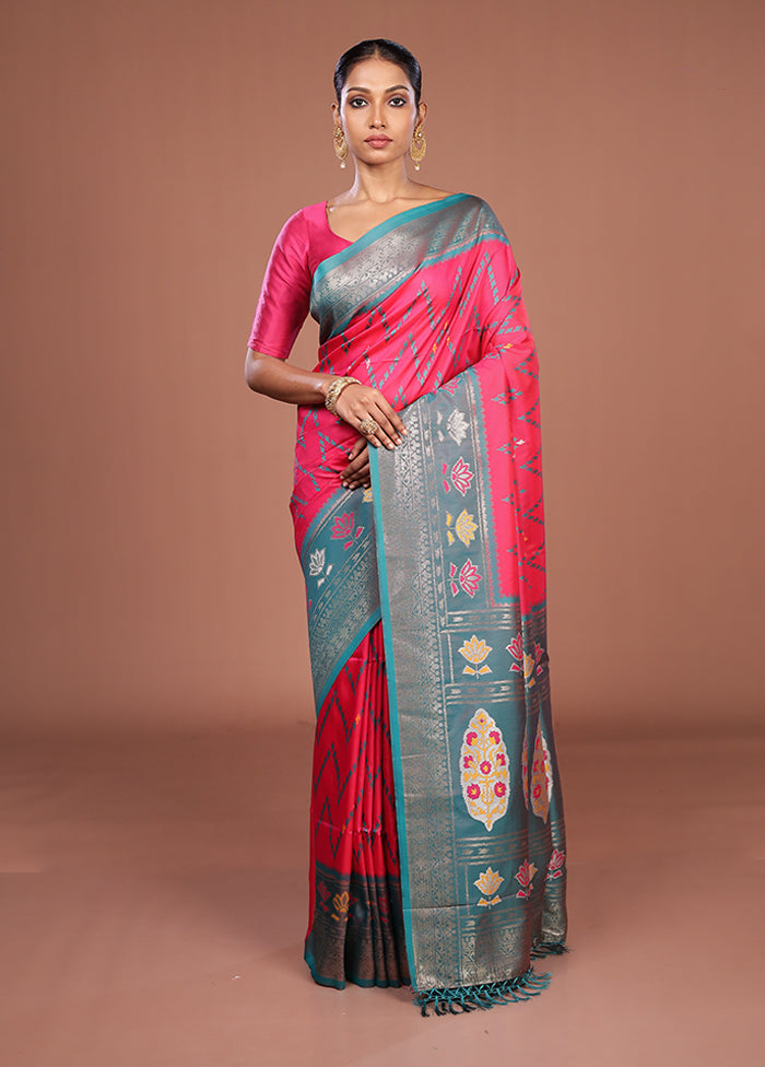 Pink Dupion Silk Saree With Blouse Piece
