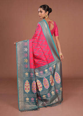 Pink Dupion Silk Saree With Blouse Piece