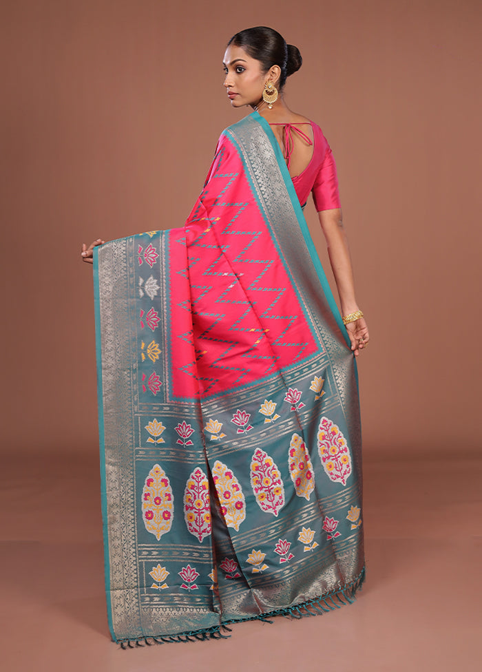 Pink Dupion Silk Saree With Blouse Piece