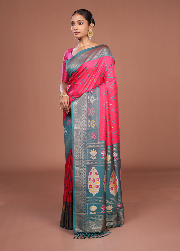 Pink Dupion Silk Saree With Blouse Piece