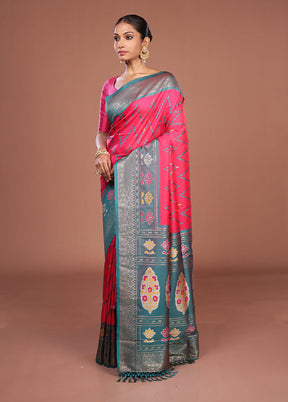 Pink Dupion Silk Saree With Blouse Piece