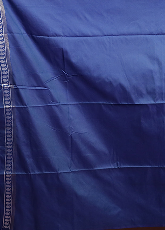 Blue Dupion Silk Saree With Blouse Piece