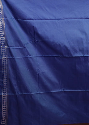 Blue Dupion Silk Saree With Blouse Piece