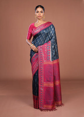 Pink Dupion Silk Saree With Blouse Piece