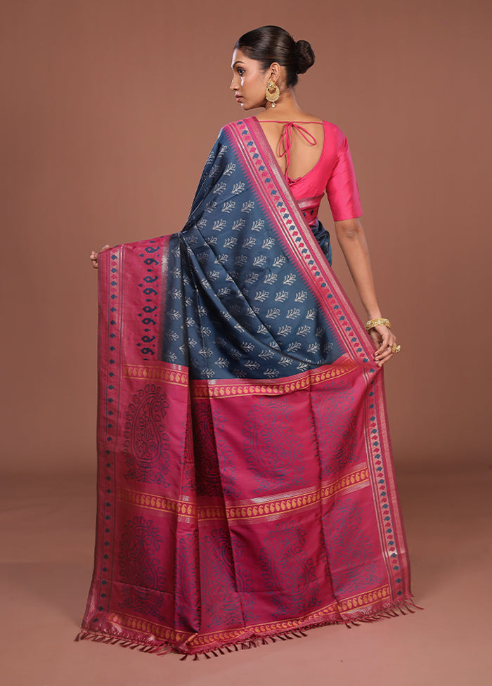 Pink Dupion Silk Saree With Blouse Piece