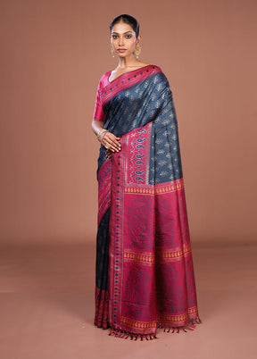 Pink Dupion Silk Saree With Blouse Piece