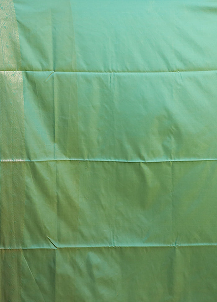 Green Dupion Silk Saree With Blouse Piece