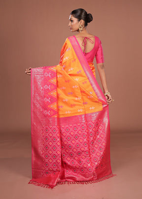 Orange Dupion Silk Saree With Blouse Piece