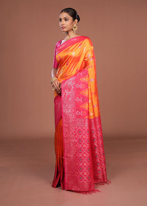 Orange Dupion Silk Saree With Blouse Piece