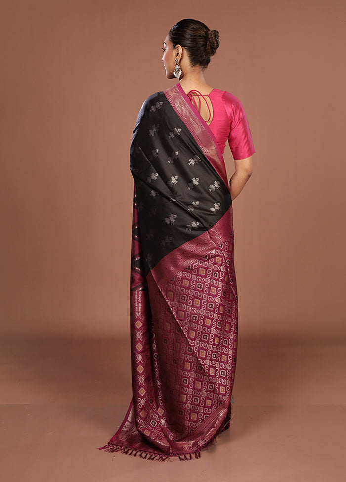 Black Dupion Silk Saree With Blouse Piece