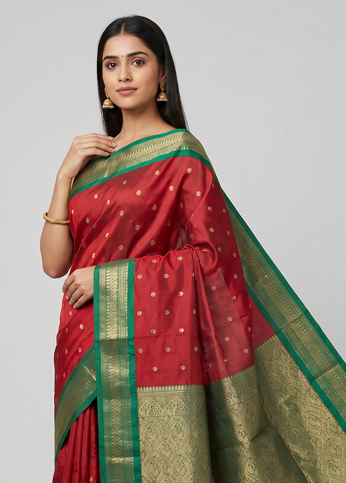 Pink Kanjivaram Silk Saree With Blouse Piece
