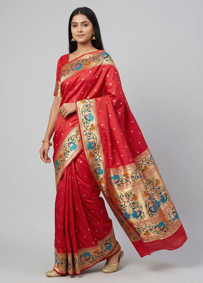 Pink Dupion Silk Saree With Blouse Piece