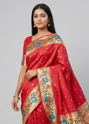 Pink Dupion Silk Saree With Blouse Piece