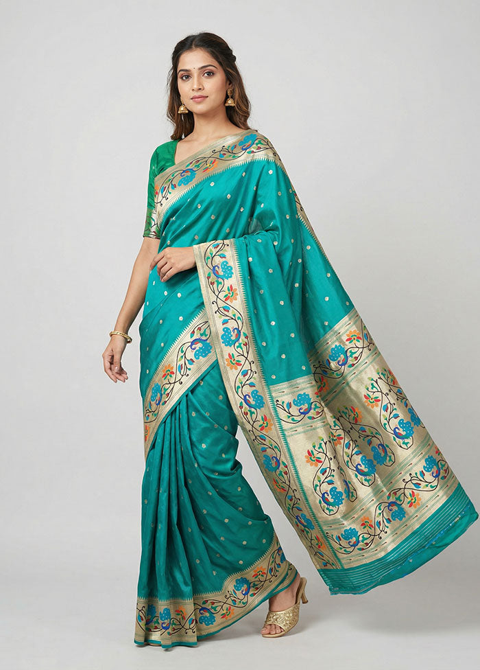 Green Dupion Silk Saree With Blouse Piece