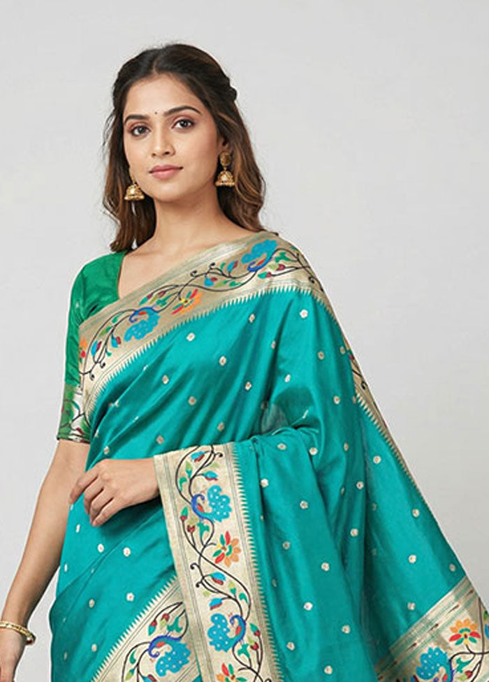 Green Dupion Silk Saree With Blouse Piece