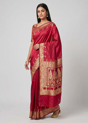Purple Banarasi Silk Saree With Blouse Piece