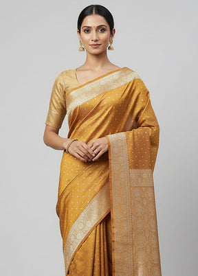 Brown Banarasi Silk Saree With Blouse Piece