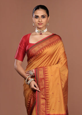 Yellow Kanjivaram Silk Saree With Blouse Piece