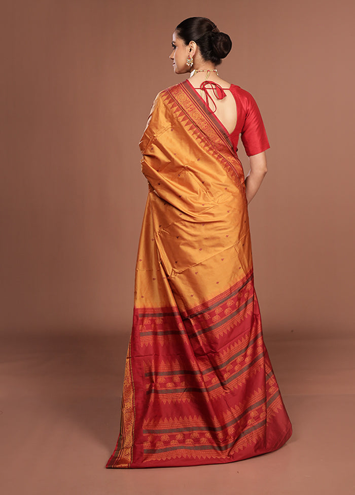 Yellow Kanjivaram Silk Saree With Blouse Piece