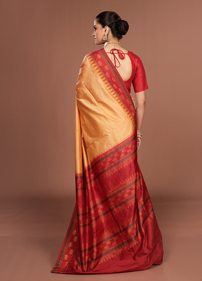 Cream Kanjivaram Silk Saree With Blouse Piece