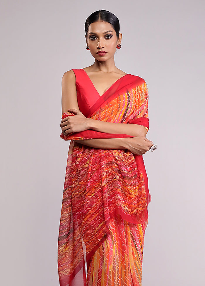 Yellow Chiffon Silk Saree With Blouse Piece