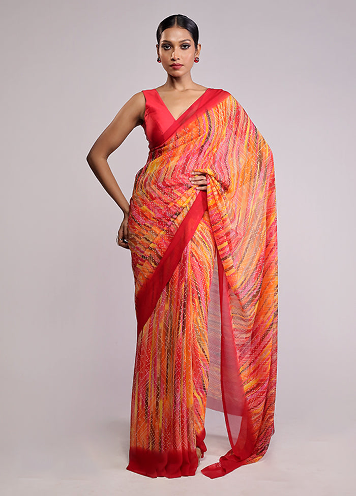 Yellow Chiffon Silk Saree With Blouse Piece