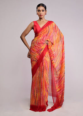 Yellow Chiffon Silk Saree With Blouse Piece