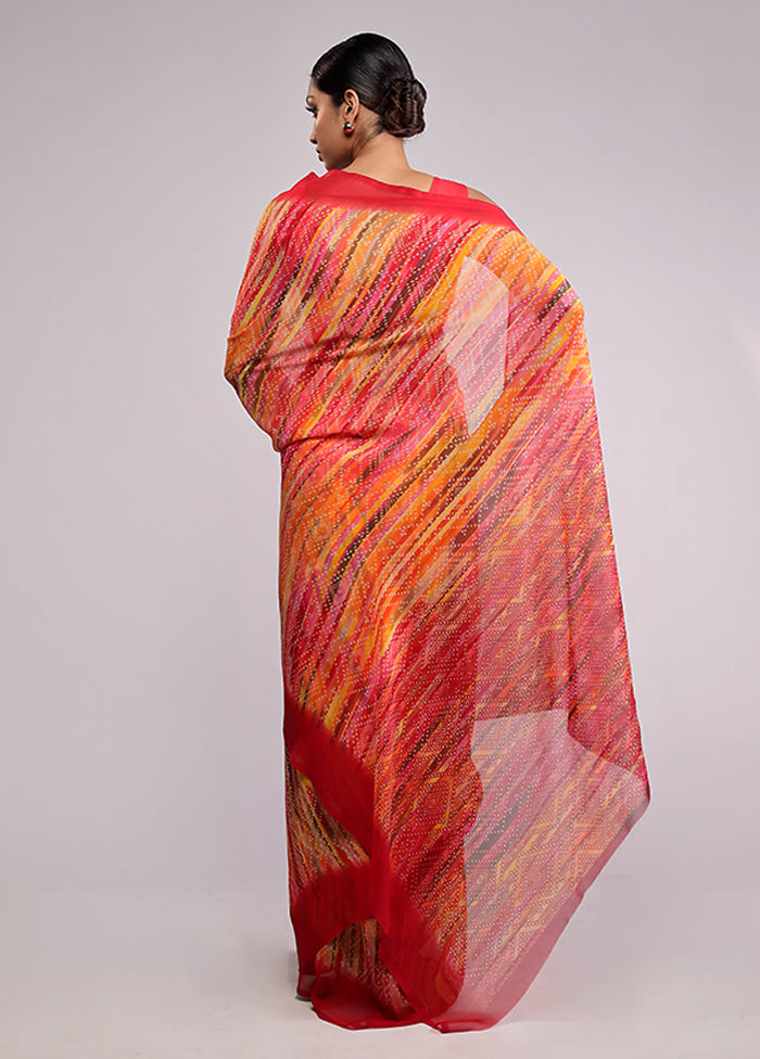 Yellow Chiffon Silk Saree With Blouse Piece