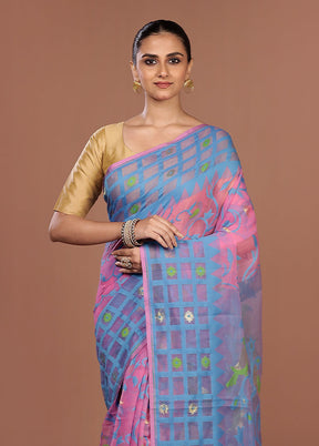 Pink Jamdani Cotton Saree Without Blouse Piece